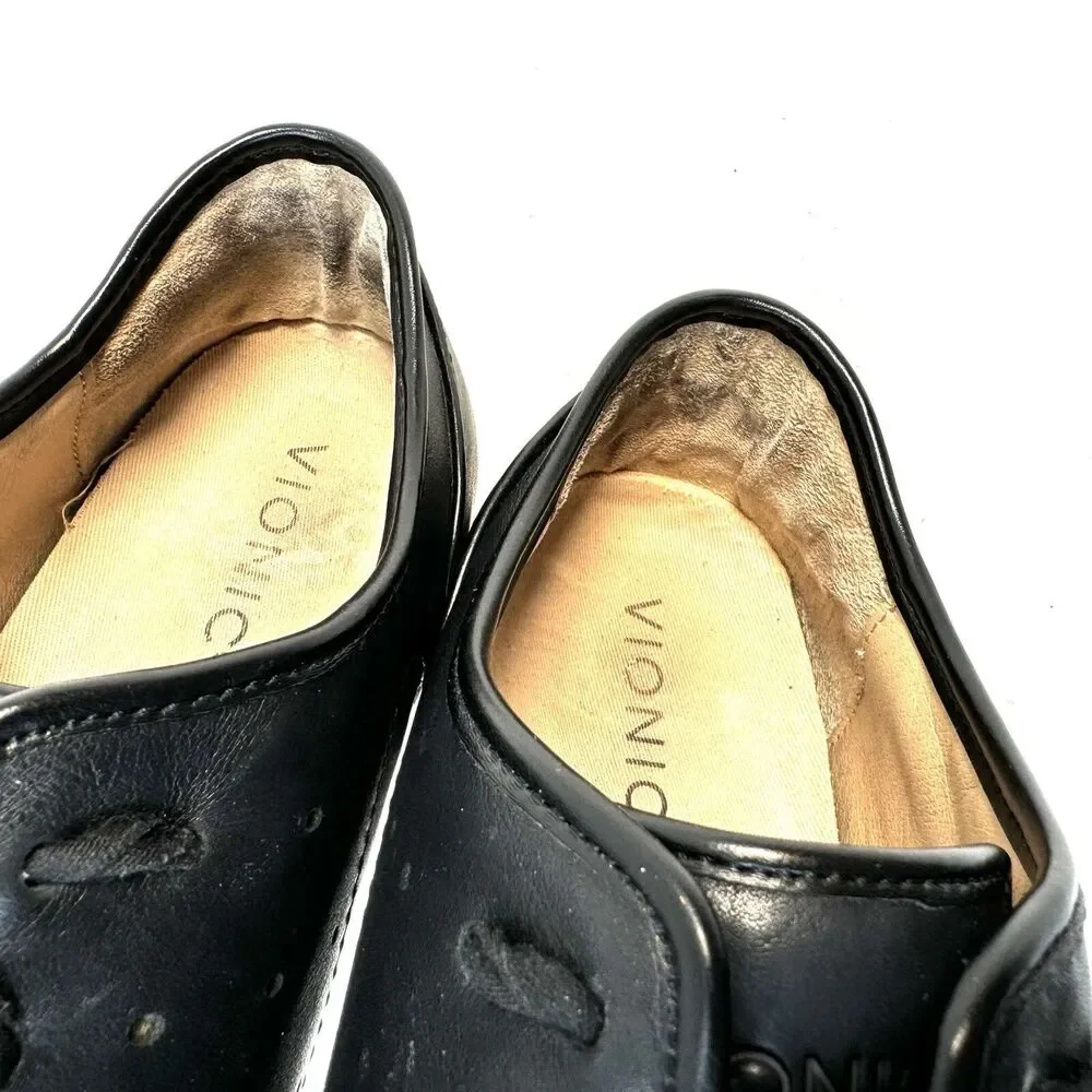 Vionic Keke Leather Lace Up Low Top Casual Shoes Black Women's Size 9.5